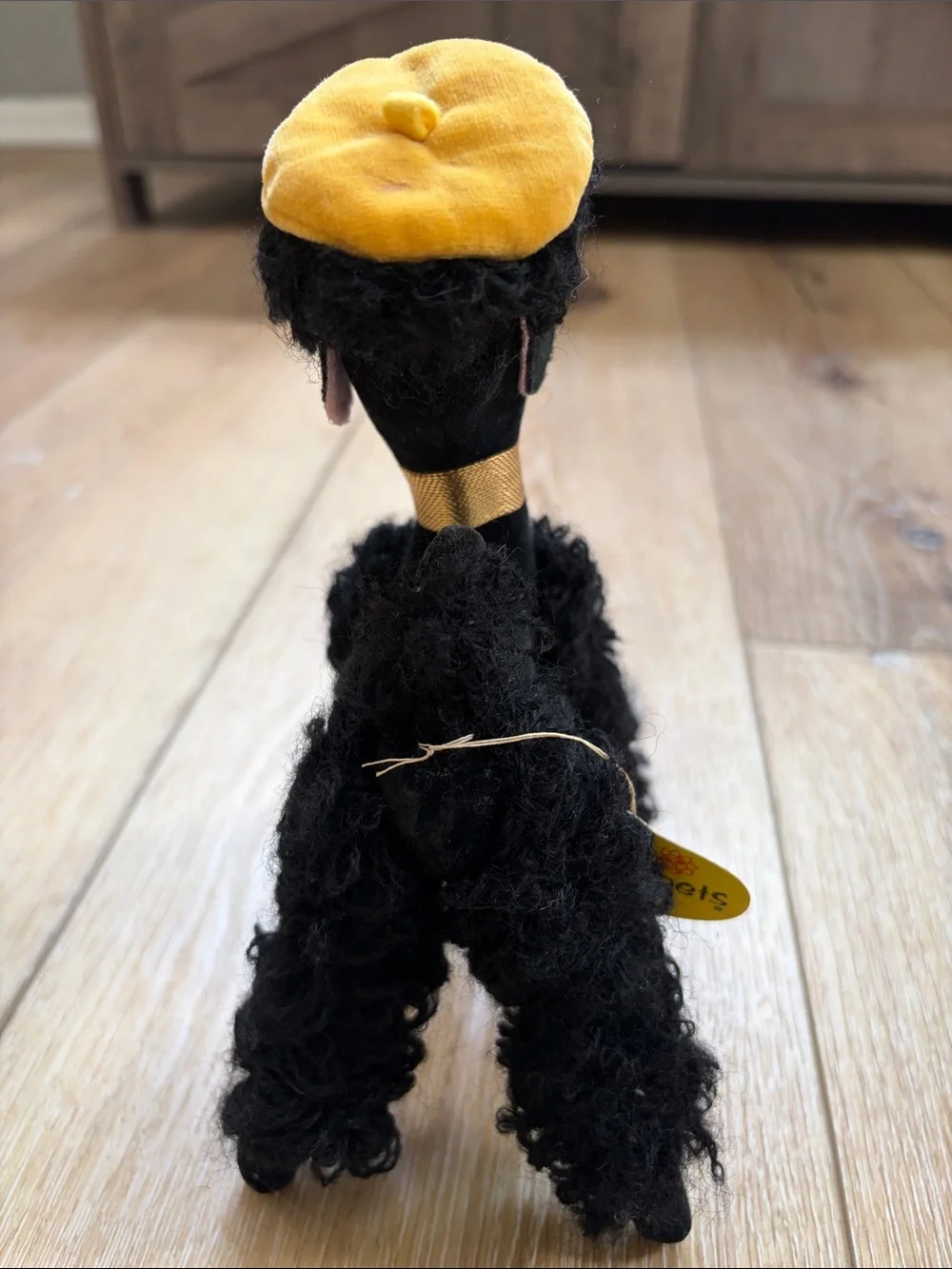 Vintage Dakin Dream Pets Black French Poodle W/ Baret & Posable Legs Made Japan